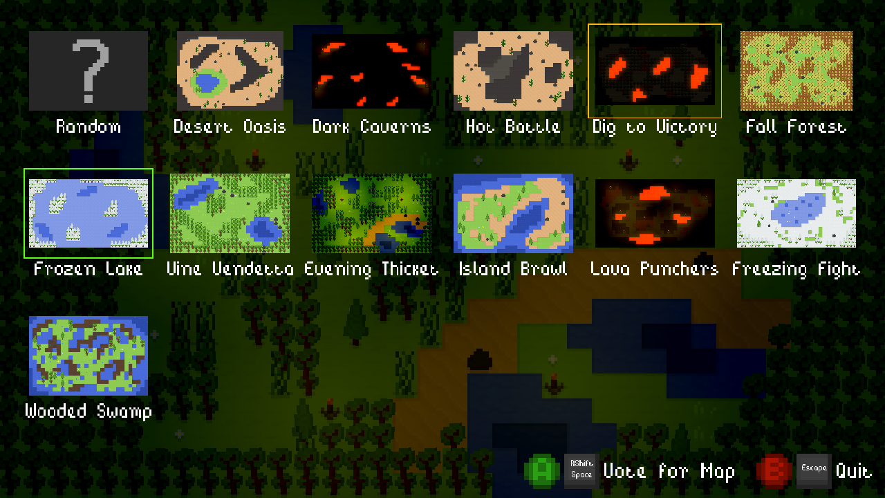 Screenshot of the map selection menu