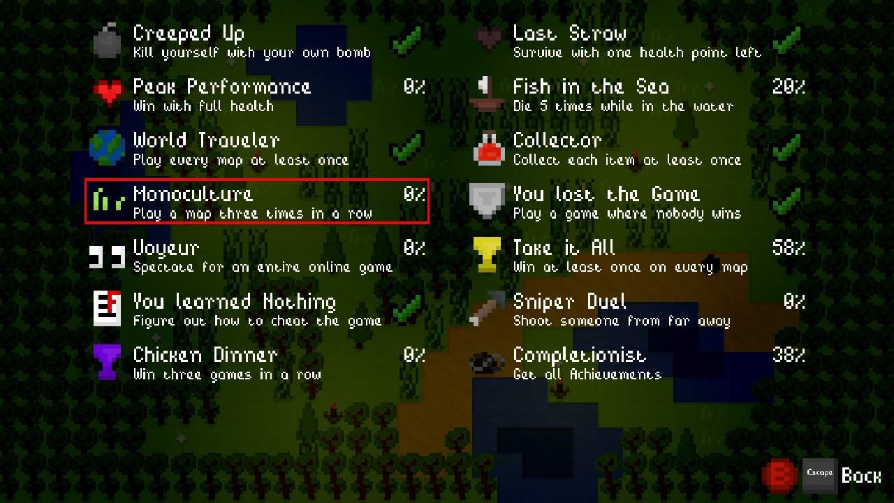Screenshot of the achievements screen