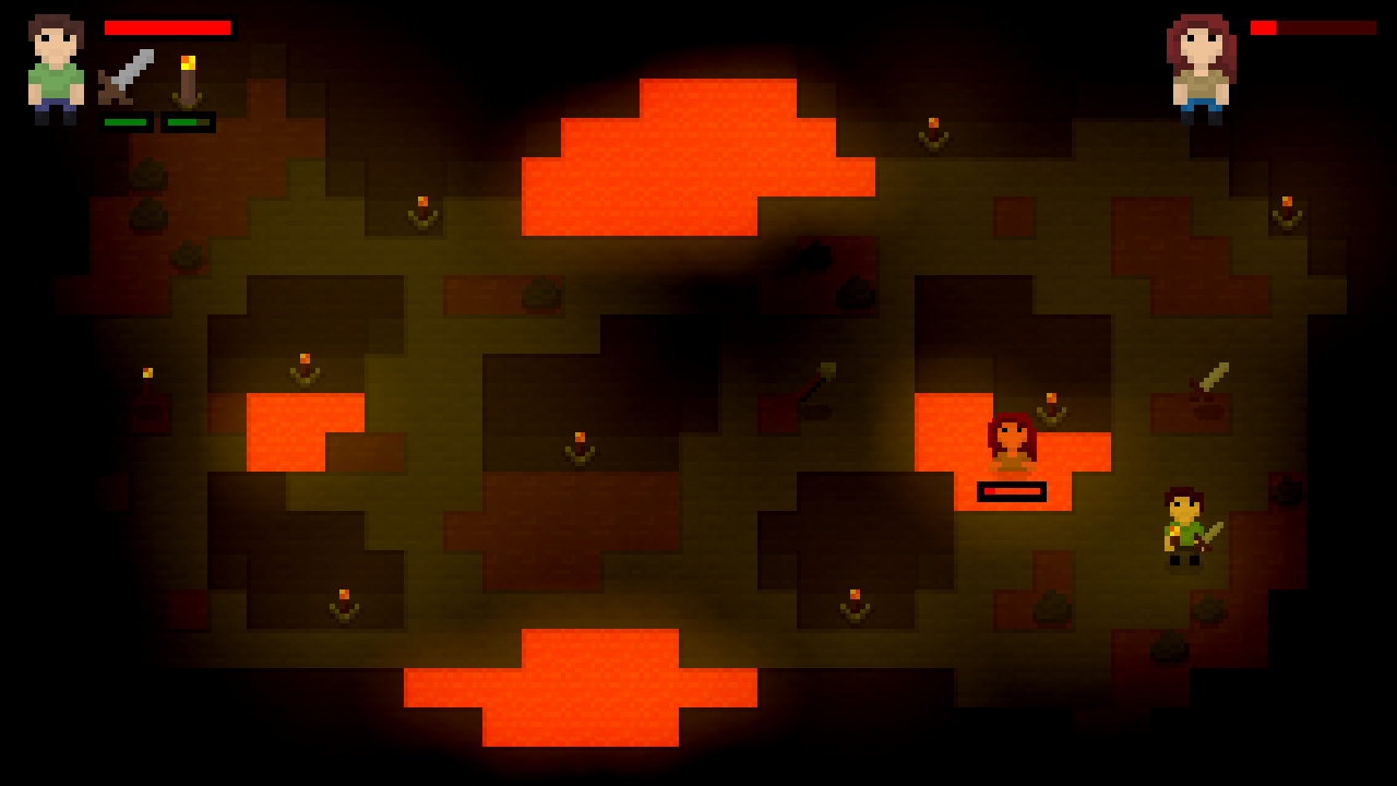 Screenshot of a cave map featuring two players