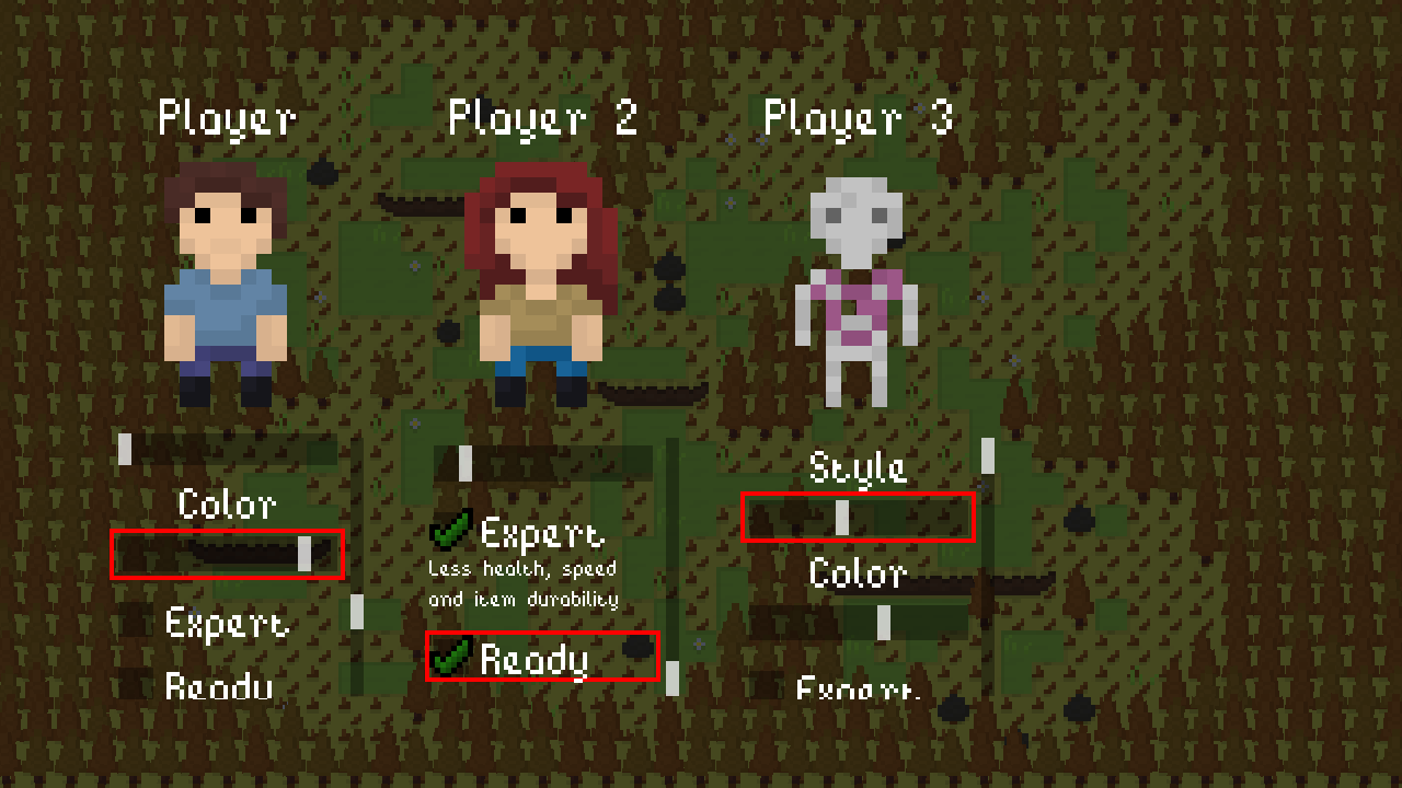 Screenshot of the player selection menu