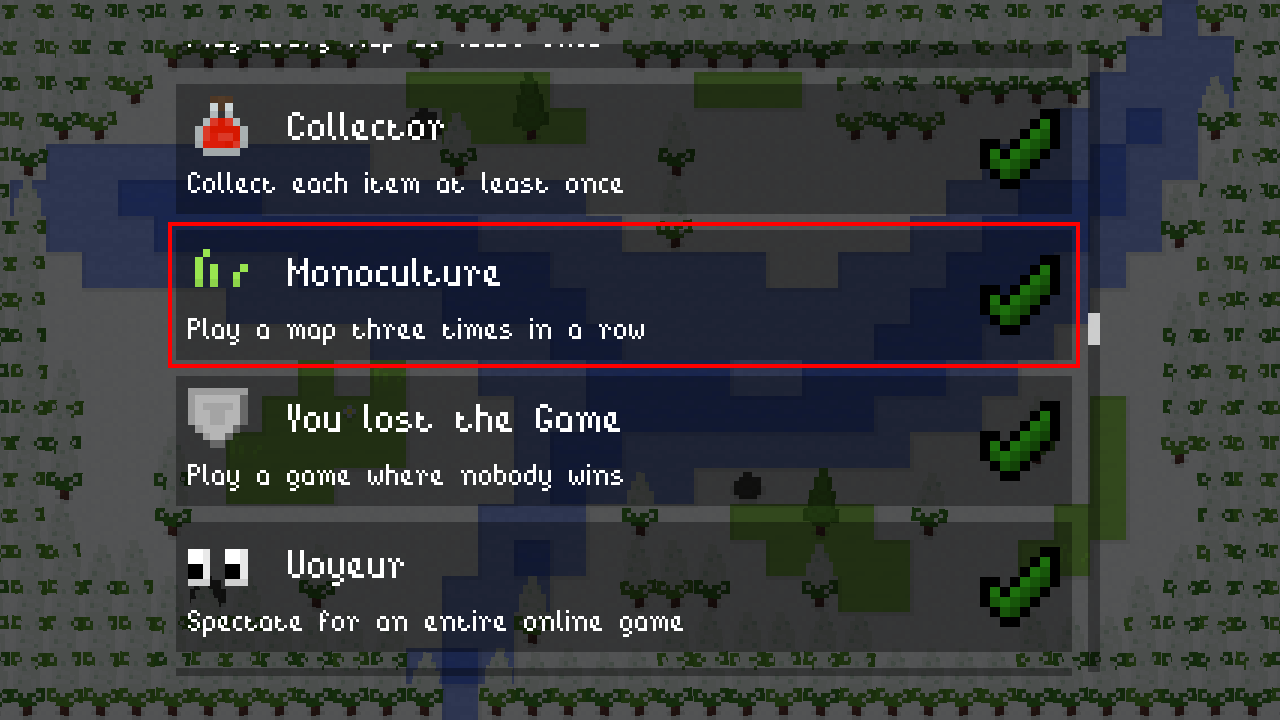Screenshot of the achievements screen